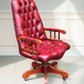 Red Leather Chesterfield Office Chair - Directors Chair