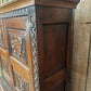 Antique Carved Welsh Oak Hall Livery Cupboard, c 1890