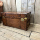 Luxury Hand dyed medium oak leather storage trunk