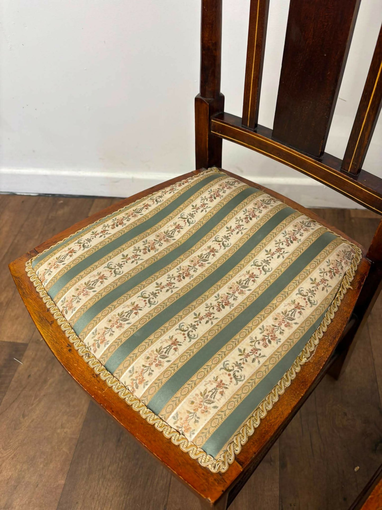 Pair of Edwardian Arts & Crafts Inlaid Mahogany Parlour Chairs