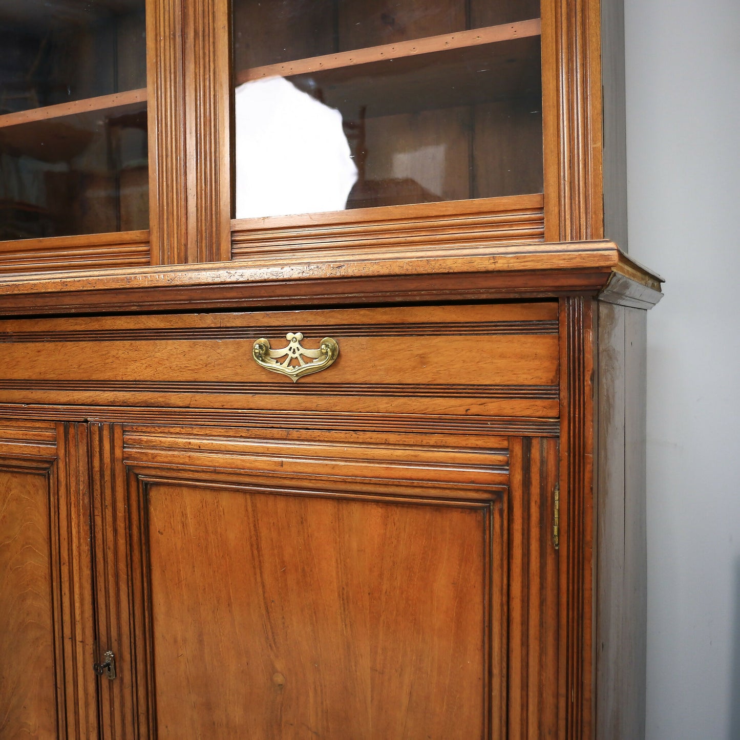 Victorian Mahogany Glazed Bookcase Kitchen Cupboard Display Cabinet