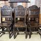 Antique Set Six 6 Oak Cromwellian Revival High Back Carved Edwardian Dining Chairs, c1920