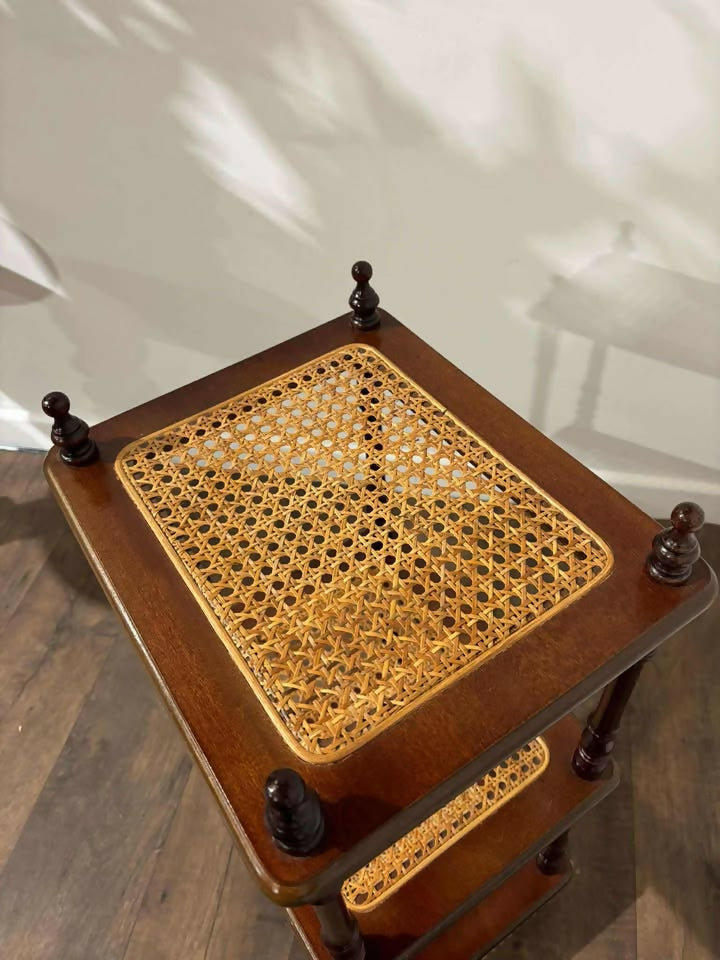 Reproduction Mahogany & Wicker What-Not
