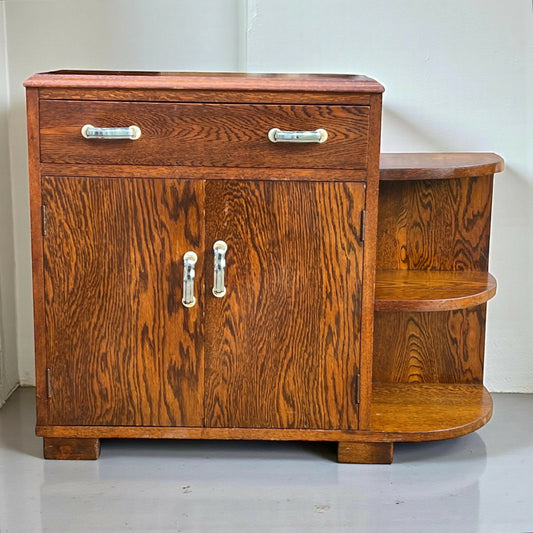 Art Deco Oak side table / cupboard / bedside by Brightwell