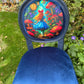 Alice in Wonderland Statement Chair – Handcrafted Navy Velvet. Bespoke Accent Whimsical Chair