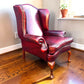 Queen Anne High Back Chesterfield Leather Armchair
