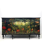 Black vintage sideboard with exotic botanical picture