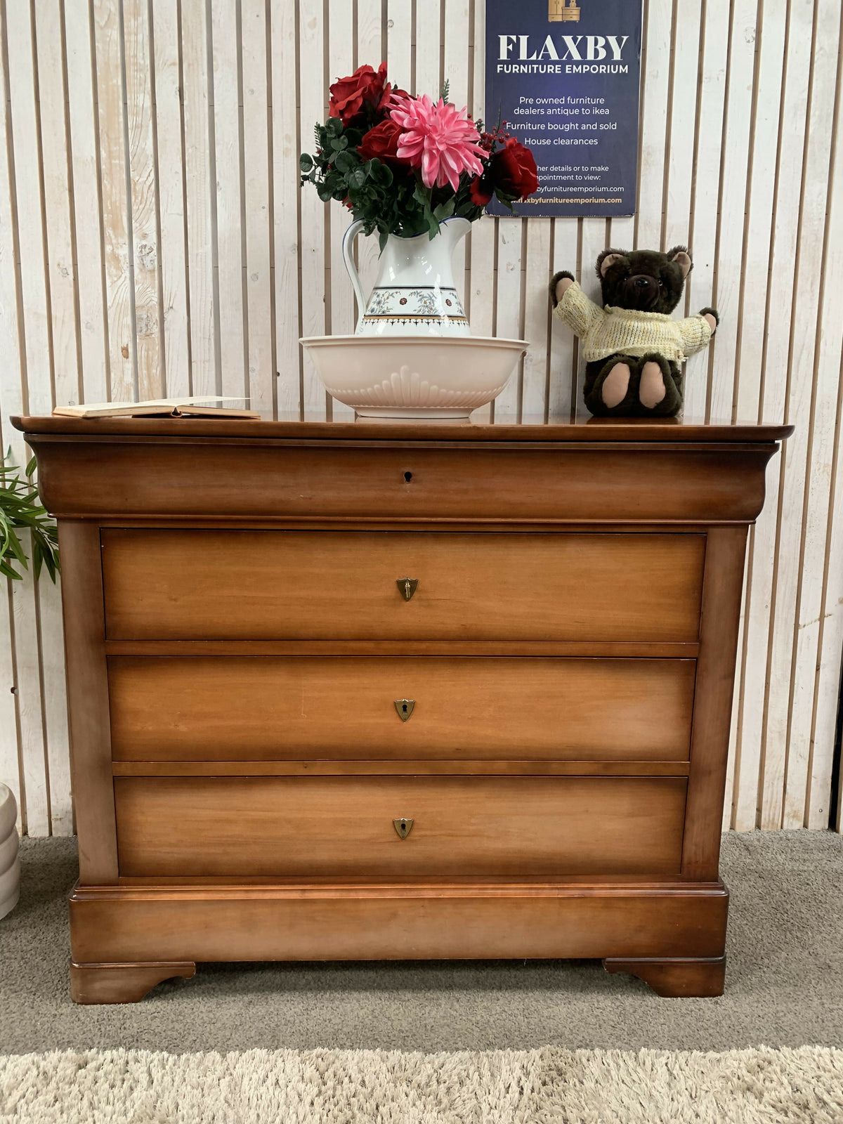 Moreux de Varennes French Vintage Writing Desk Chest 3 Drawers Pull Out Desk