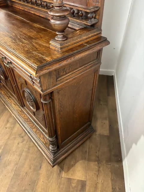 19th Century French Renaissance Style Carved Oak Buffet Sideboard / Cabinet