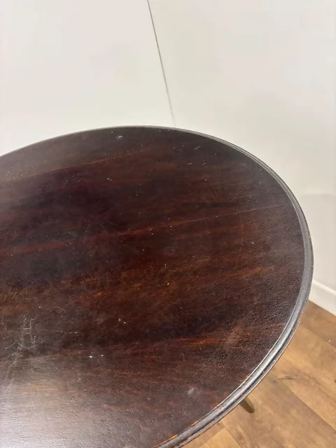 Vintage Stained Oak Side Table With Oval Top
