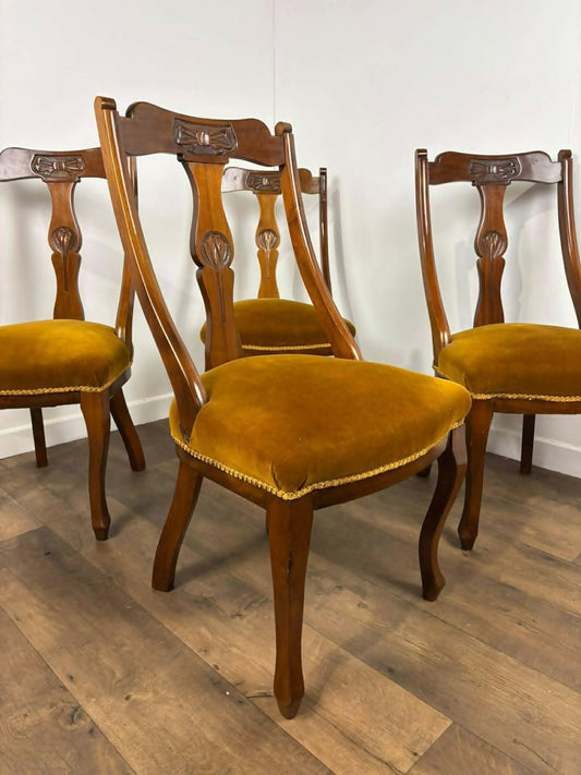 Edwardian Mahogany Set Of Four Scoop Back Chairs