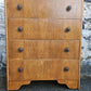 Vintage Chest Of Drawers Cabinet Oak Five Drawer Super Proportions Beautiful Detailing