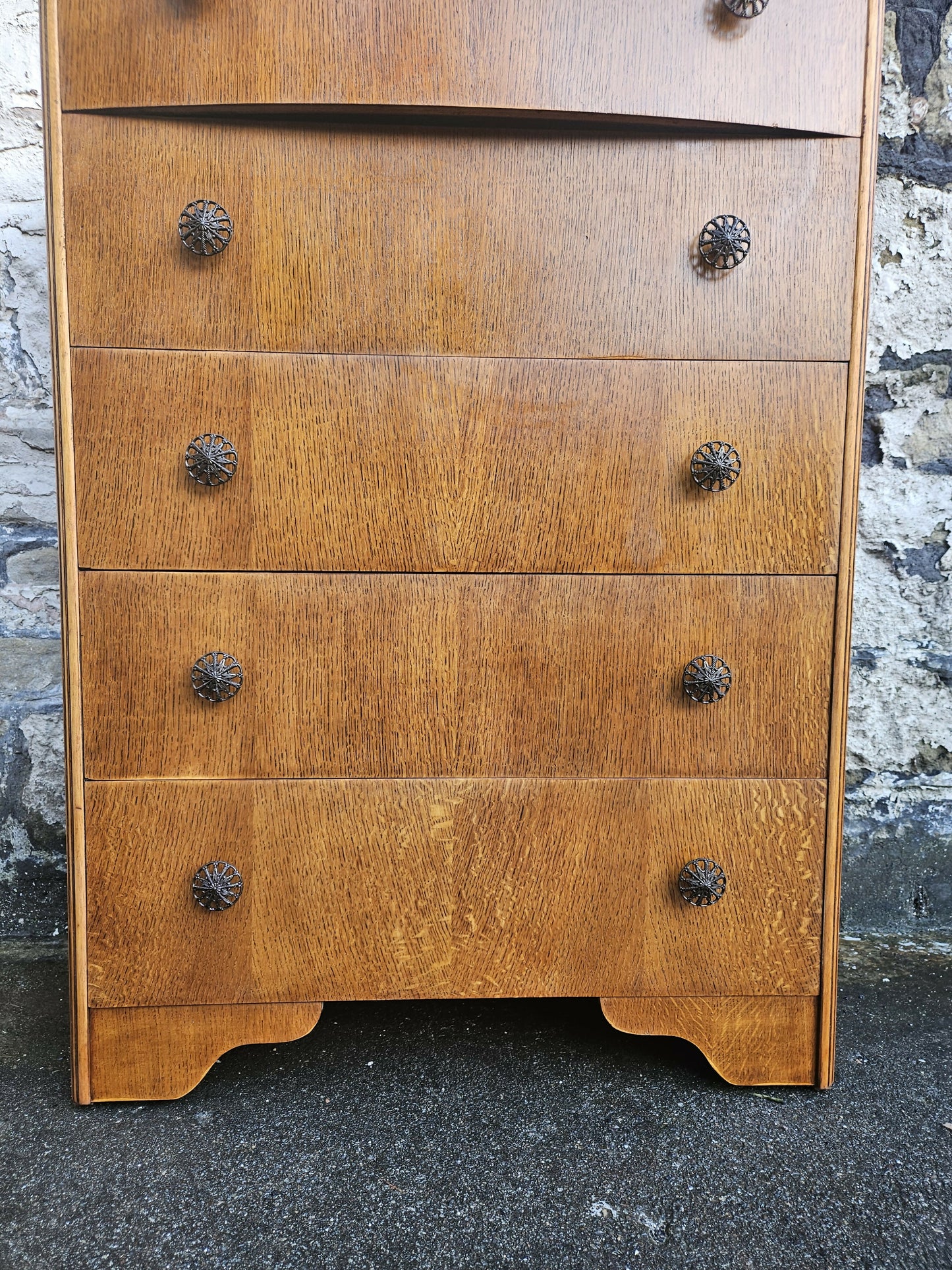 Vintage Chest Of Drawers Cabinet Oak Five Drawer Super Proportions Beautiful Detailing