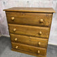Vintage Pine Chest of 4 Deep Drawers Knob Handles Sturdy