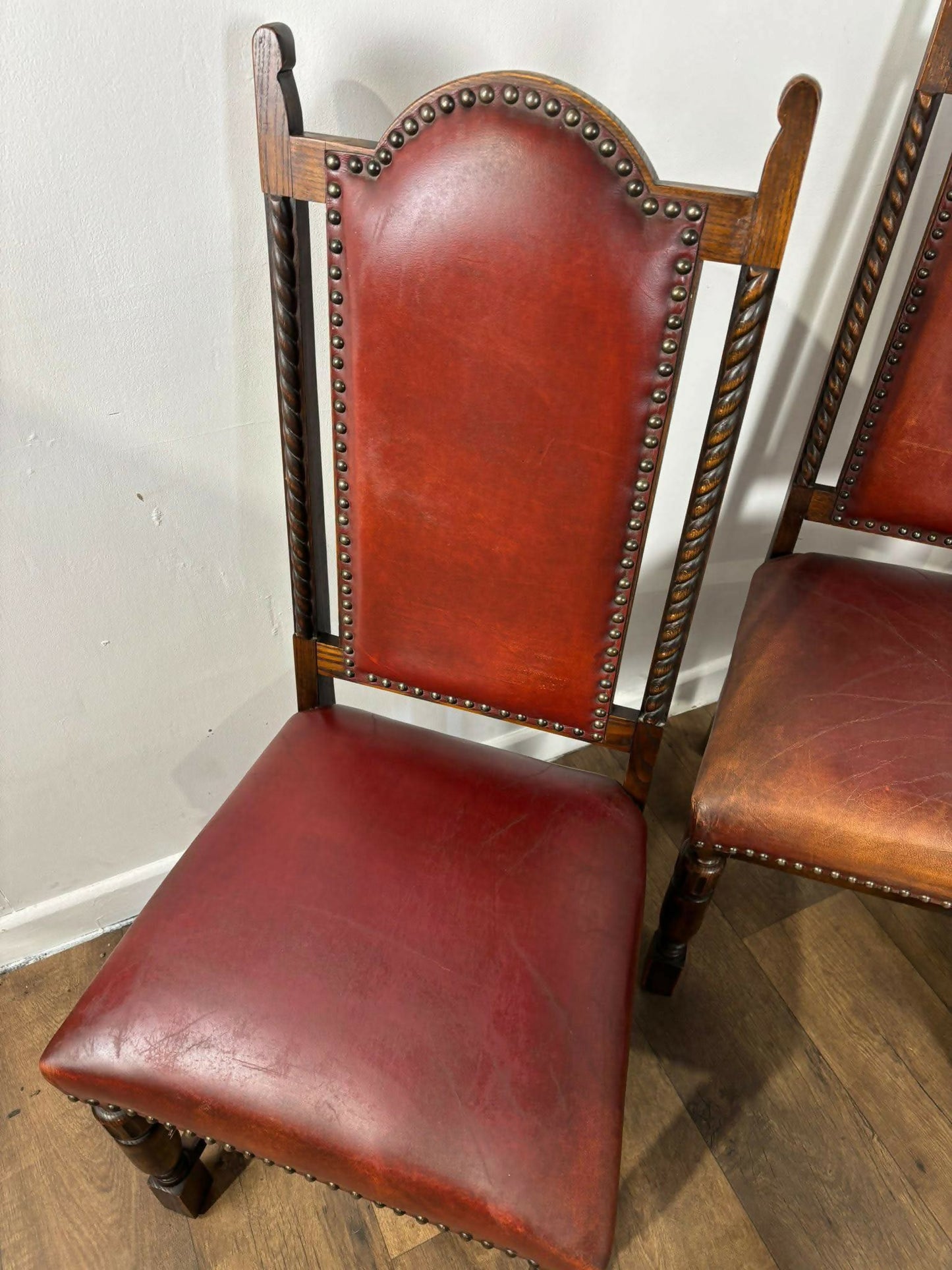 Vintage Set Of Four Oak Dining Chairs