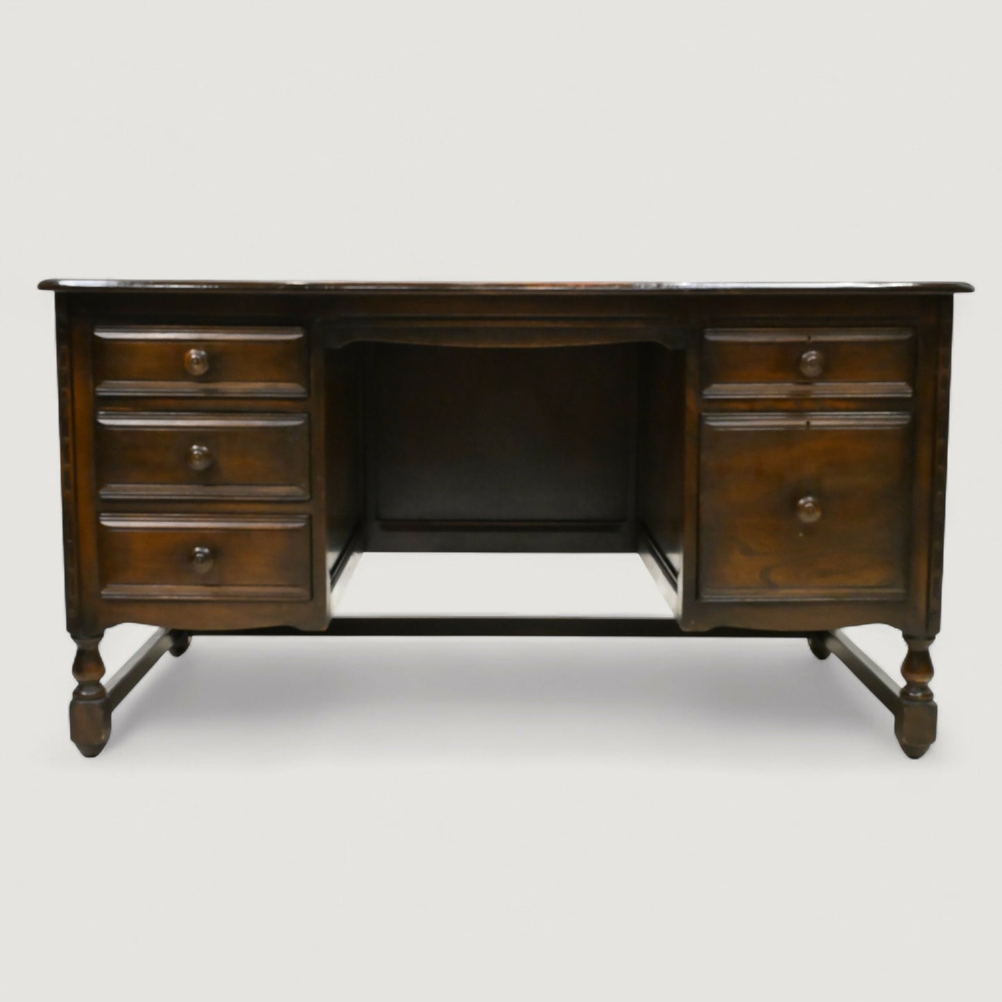 Ercol Pedestal Desk 5 Drawers File Drawer Old Colonial Dark FREE UK Delivery*. SBR10874/2908E