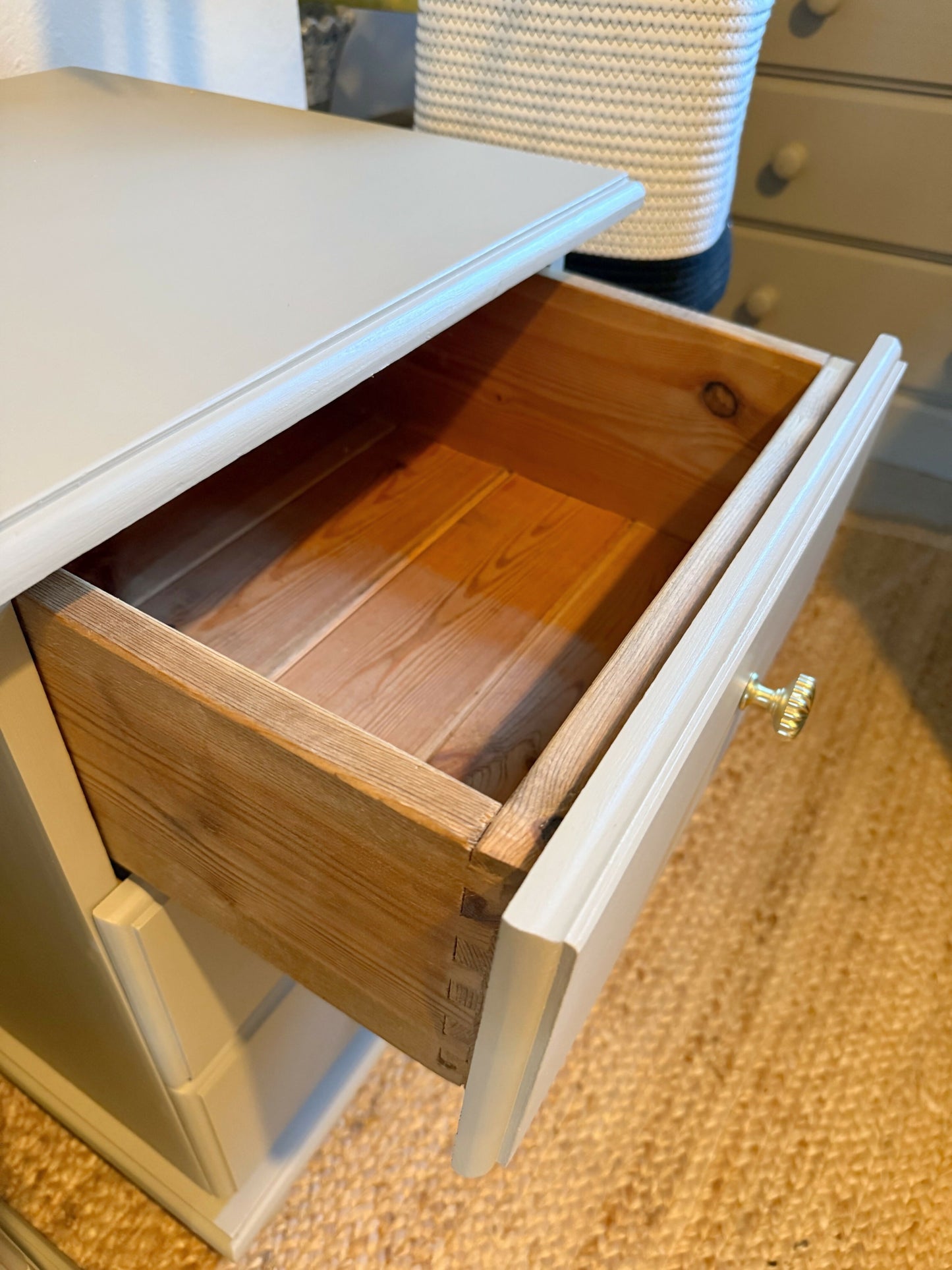 Newly refurbished pair of bedside drawers large solid wood dovetail joints