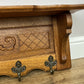 Coat Rack Vintage French Carved Oak Wall Mounted 5 Hooks Rack Hanger LOT 6210