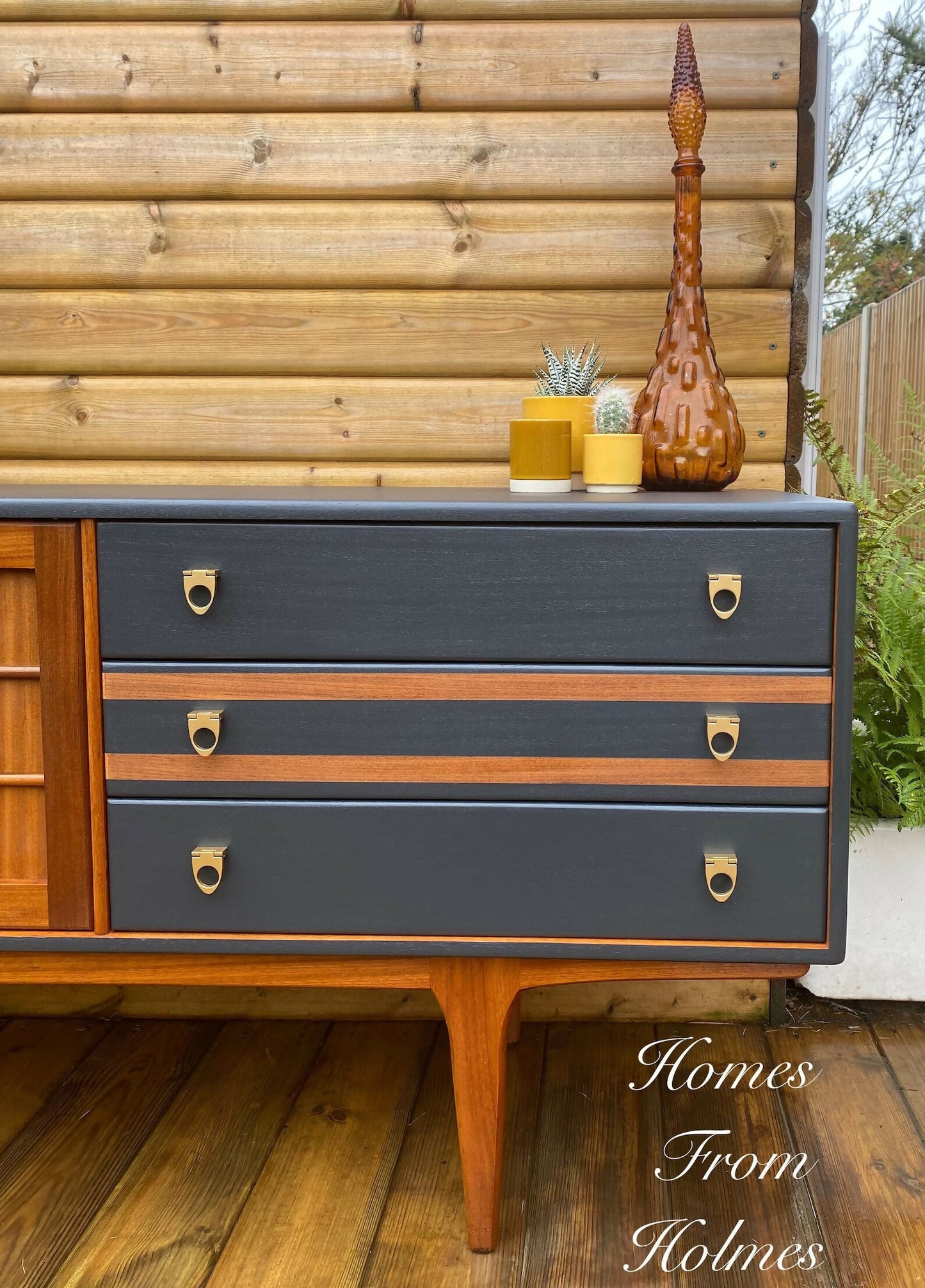 Available for commission Mid century sideboard / MCM / vintage / retro / custom / hand painted / A Younger sideboard / rare / teak / cabinet