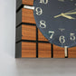 Wall Clock Mid Century Retro Waffle Style. Wood Effect Quartz Clock