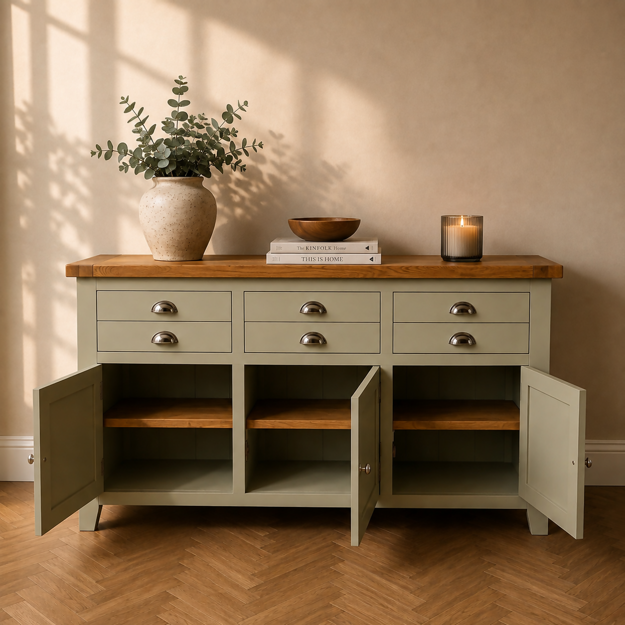 Large Oak Green Sideboard | Vert De Terre