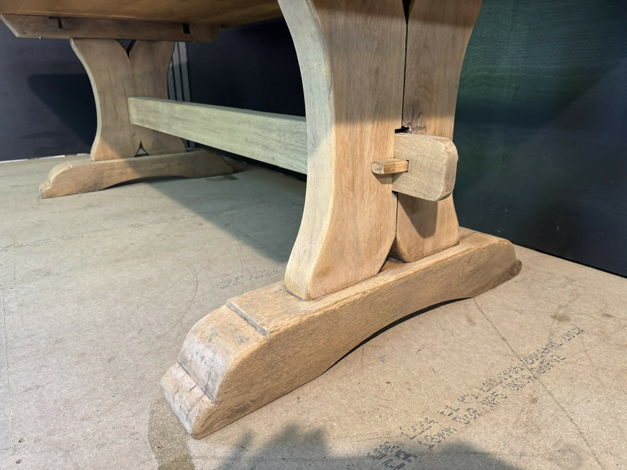Rare Deep Bleached Oak Farmhouse Dining Table