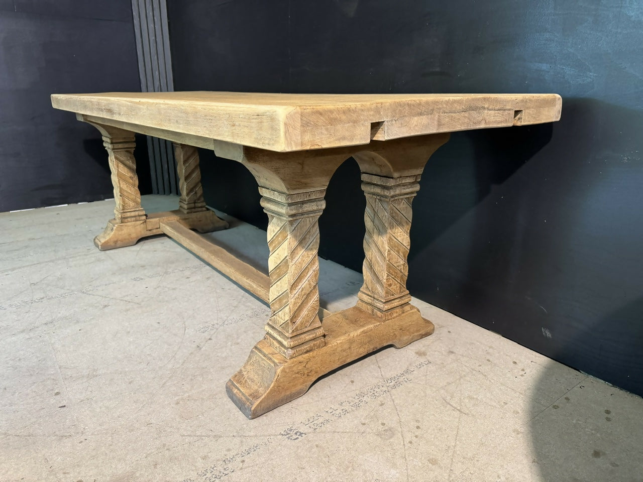 French Bleached Oak Farmhouse Dining Table