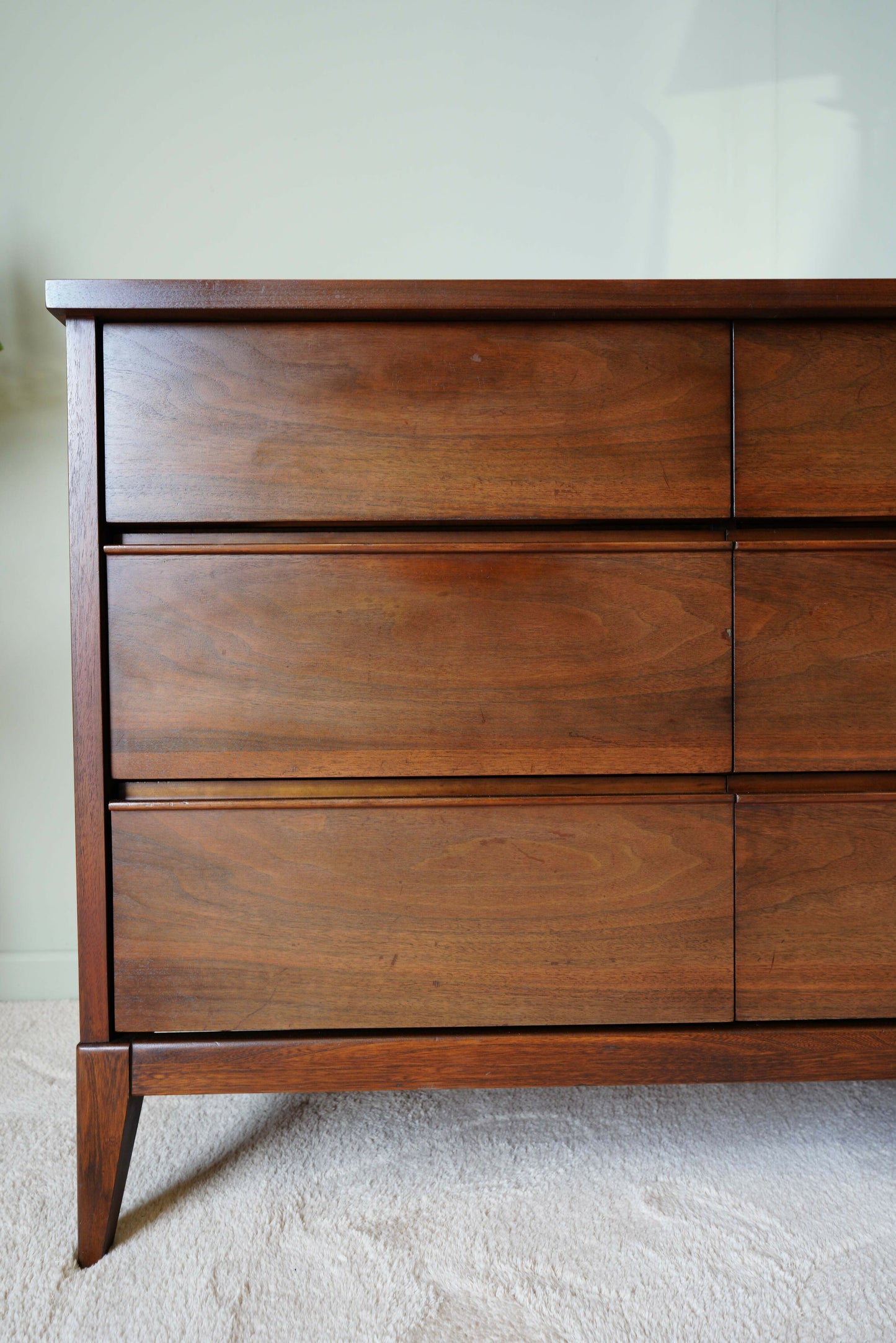 Nine Drawer Vintage Chest In Figured Walnut – Canada, C. 1960s
