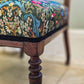 Antique, Mahogany framed Bedroom, Accent Chair on Original Castors. Covered in William Morris Fabric.