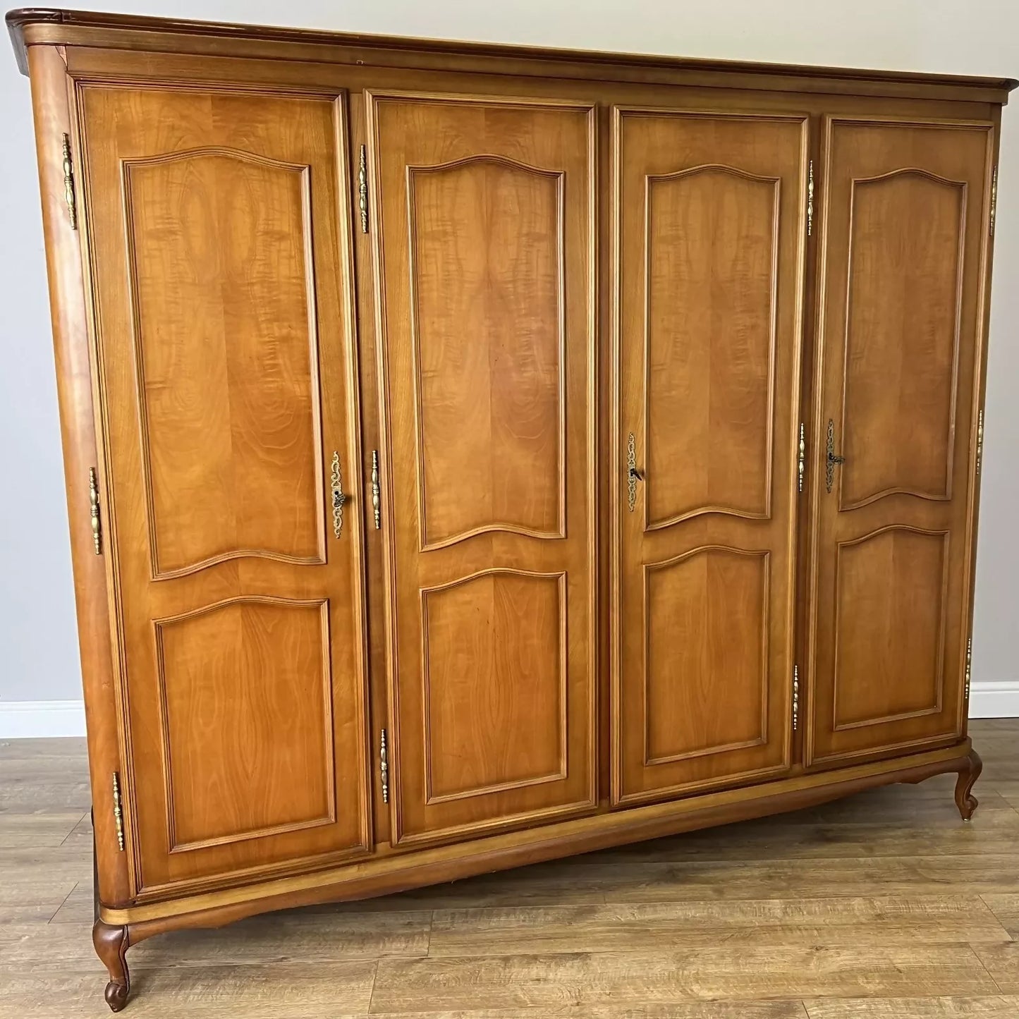 Wardrobe Vintage French Louis XVI Style Four Door Carved Armoire LOT 6079