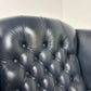 Blue Leather Chesterfield Style Wingback Armchair