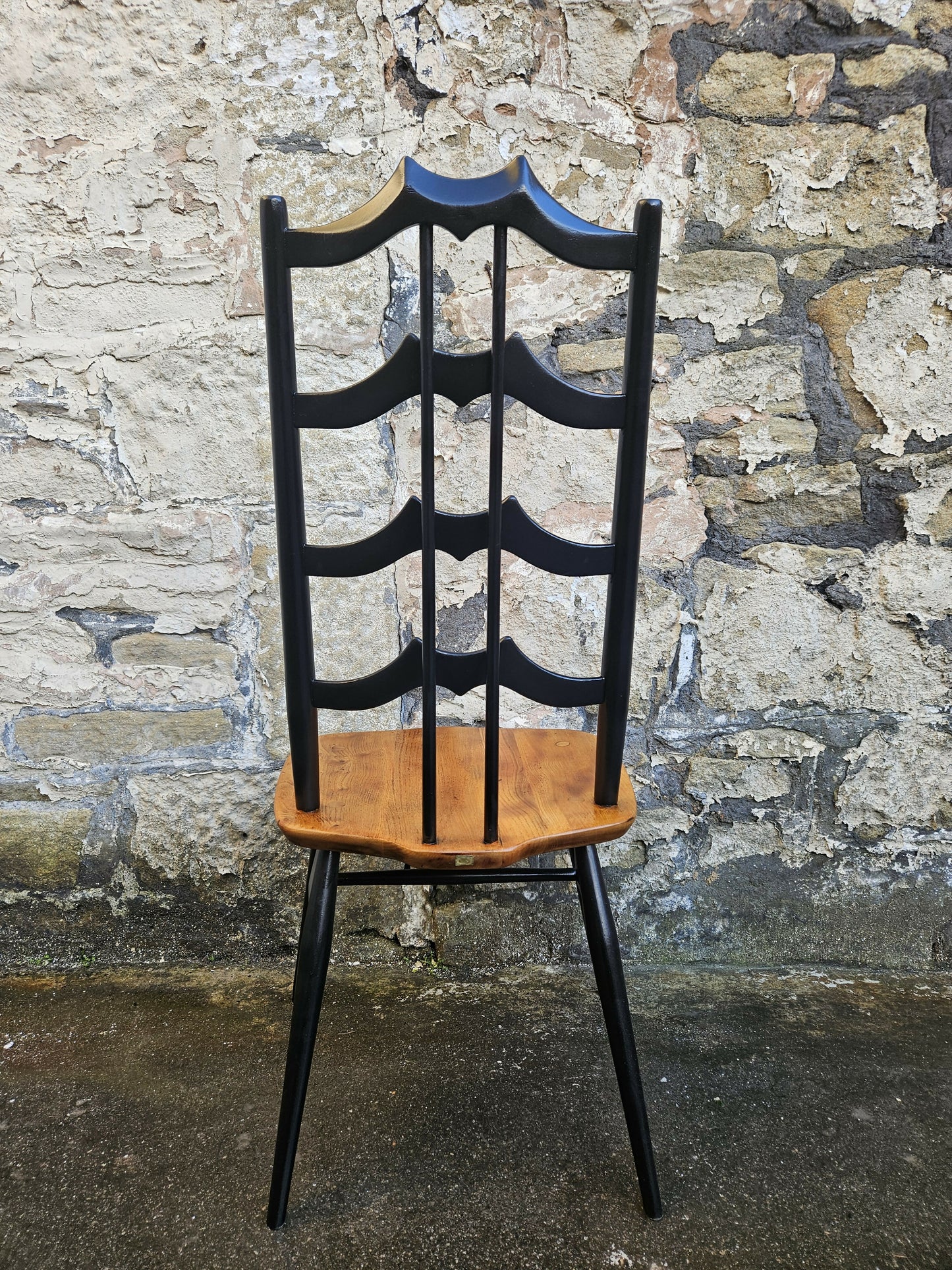 Set Of Four Ercol Batwing Dining Chairs Model Number 496 In Black Super Rare