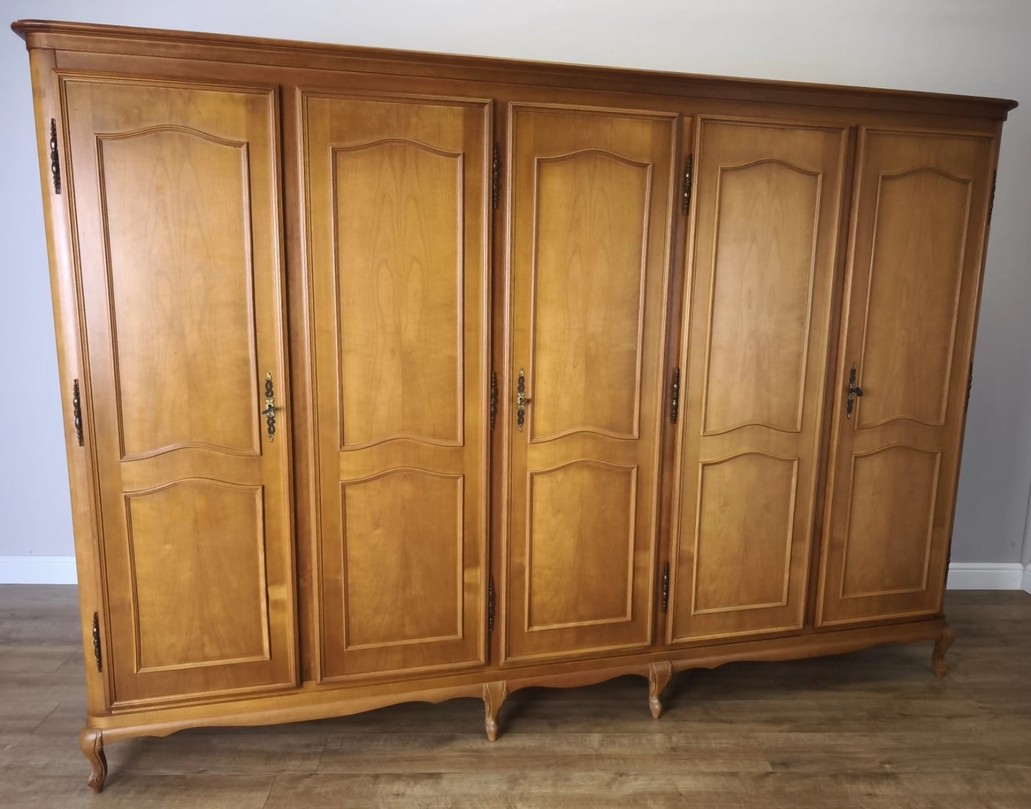 Wardrobe Vintage French Louis XVI Style Five Door Carved Armoire LOT 6009