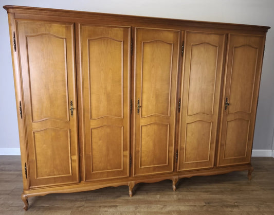 Wardrobe Vintage French Louis XVI Style Five Door Carved Armoire LOT 6009