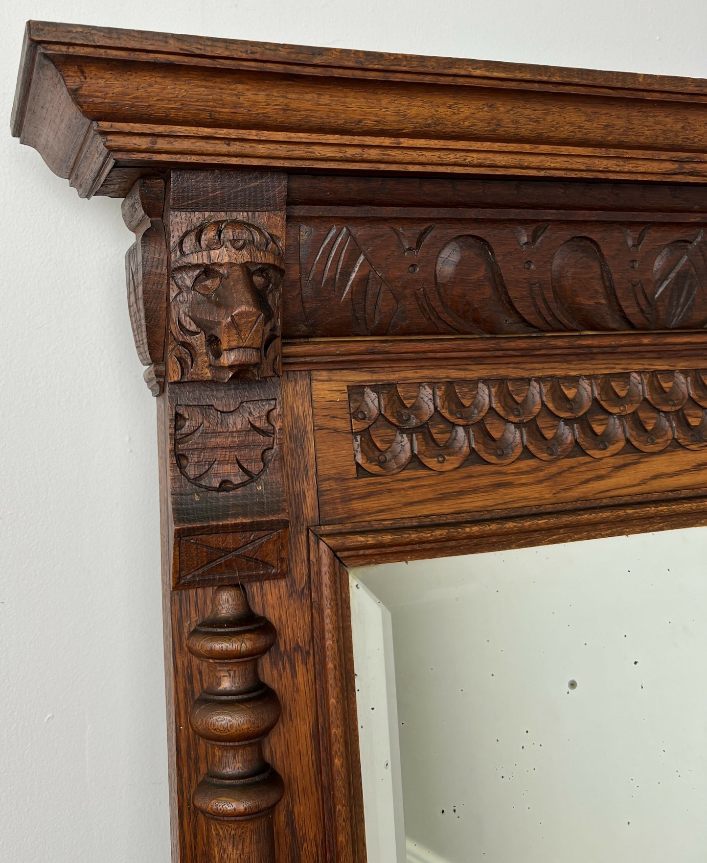 Mirror Antique French Oak Wall Mirror Home Decor Carved Wall Frame LOT 6369