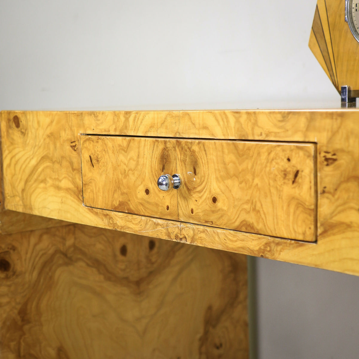 Art Deco Style Walnut Console Table Desk or Dressing Table with Drawer