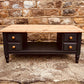 Extra Large Double-Sided Coffee Table with 8 Drawers | Hand Painted Deep Blue | Solid Wood Storage Table