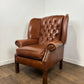 Tan Leather Chesterfield Style Wingback Armchair