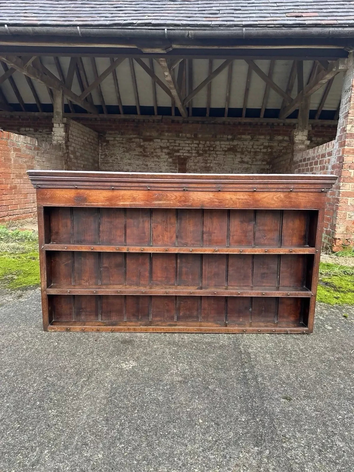Antique Georgian 19th Century Oak Wall Hanging Shelves Kitchen Larder Pantry