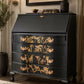 Hand-Painted Black Re-Finished Bureau with Copper Botanical Design