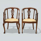 Two Edwardian Mahogany Tub Chairs His & Hers Upholstered Seats FREE UK Delivery