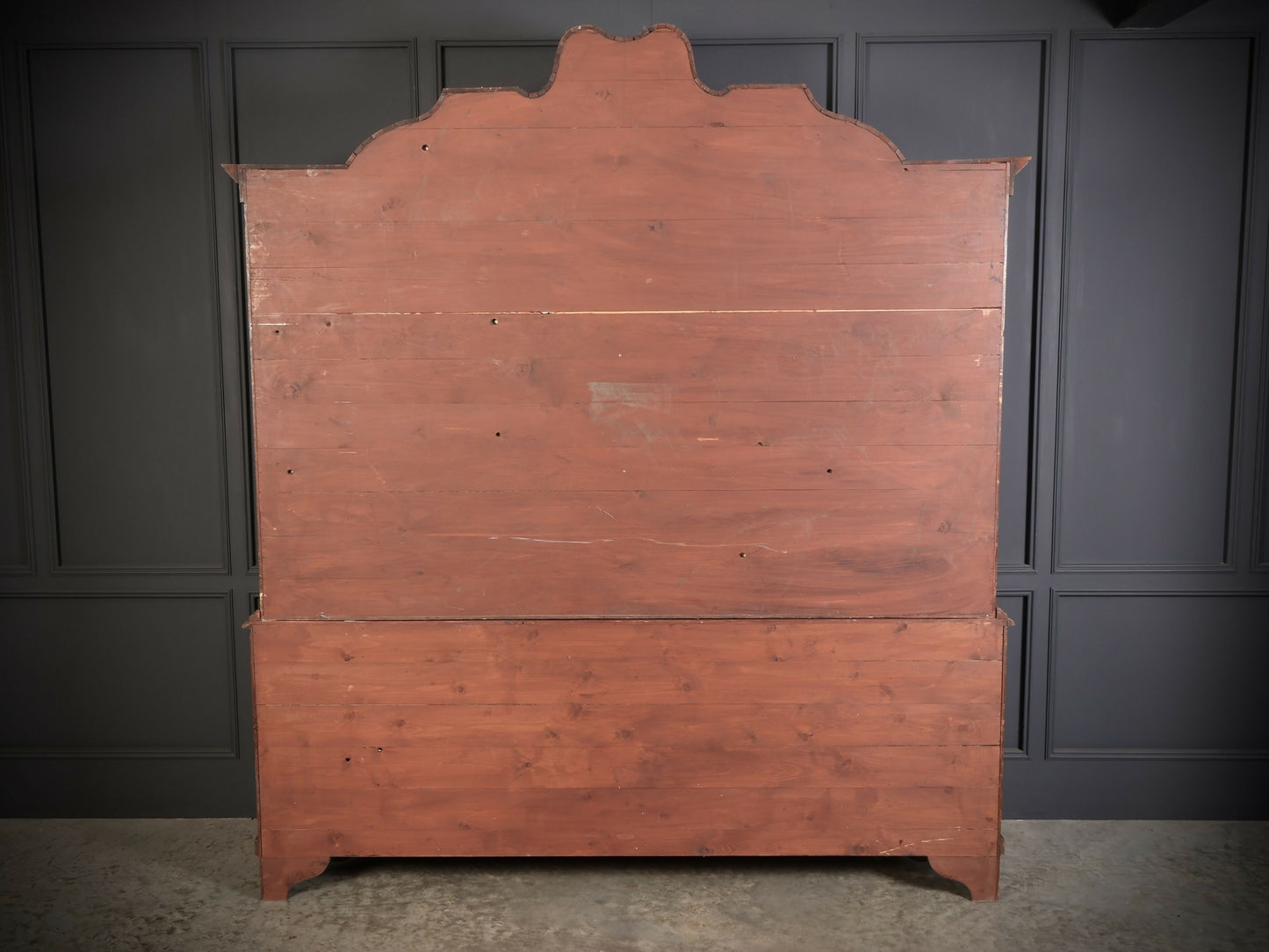 Large Marquetry Inlaid Walnut Bombe Shaped Vintage Cabinet