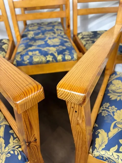 Set Of Six Contemporary Pine Dining Chairs – Including Two Carvers