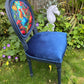 Alice in Wonderland Statement Chair – Handcrafted Navy Velvet. Bespoke Accent Whimsical Chair