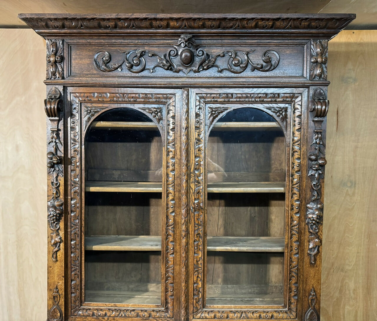 French Carved Oak Hunting Cabinet