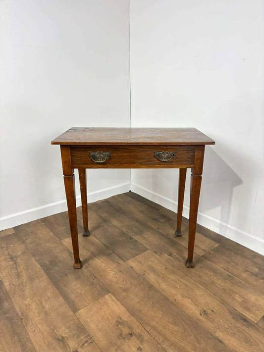 Edwardian Oak Side Table With Single Drawer