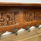 Coat Rack Vintage French Carved Oak Wall Mounted 6 Hooks Rack Hanger LOT 6205