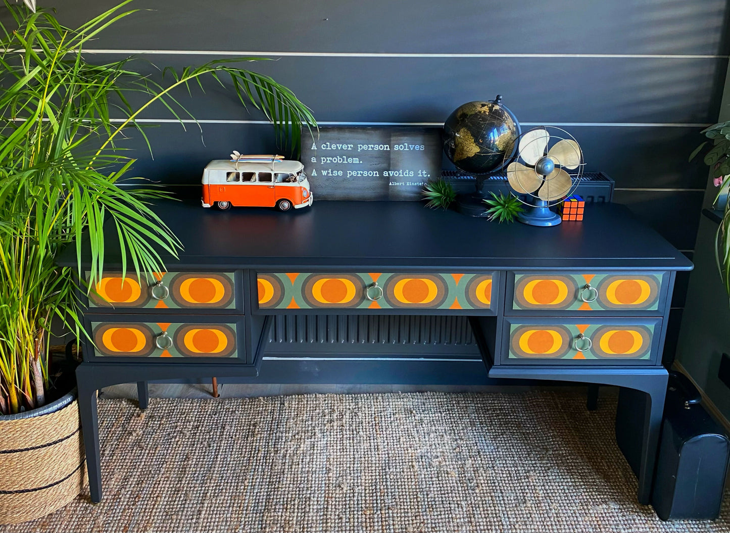 Desk By Stag, Dark Grey Retro 1970s
