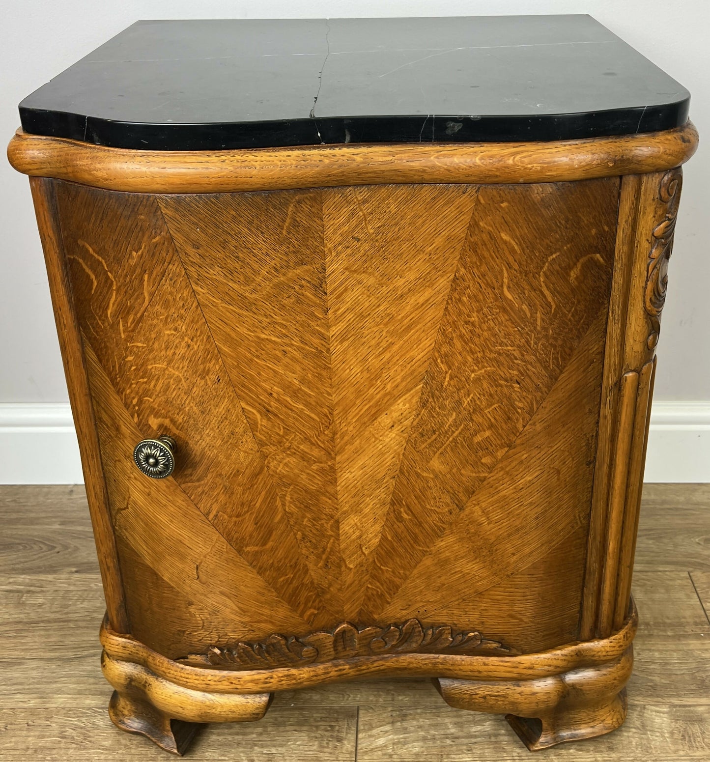 Pair of Bedside Tables Antique French Art Deco Marble Top Cabinets LOT 6351