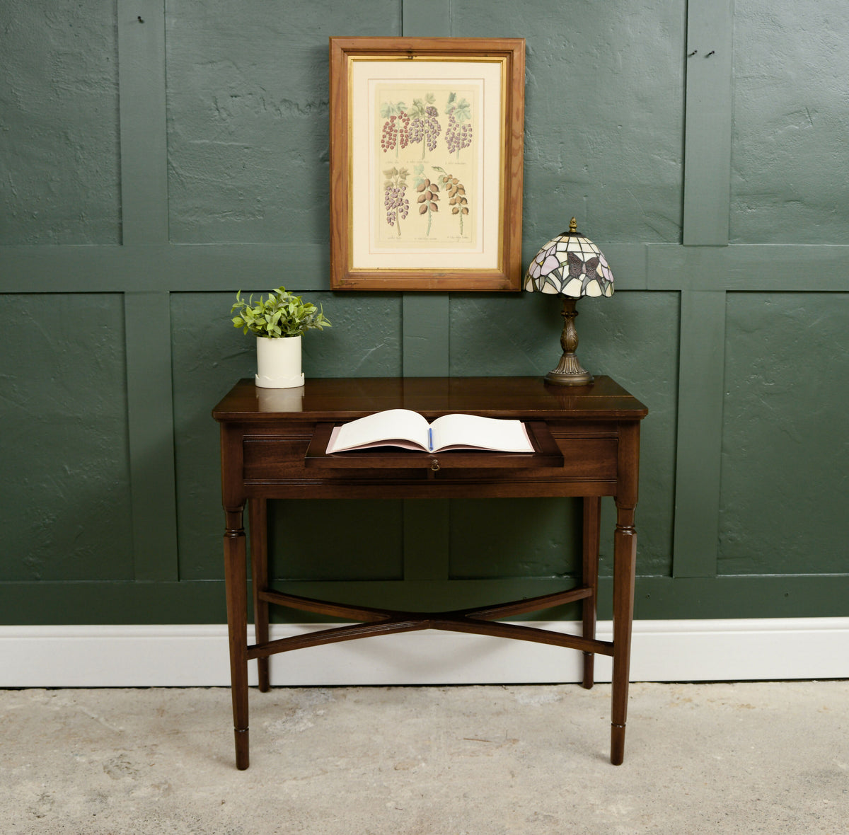 Mahogany Console Table Writing Desk with Pull out Tray
